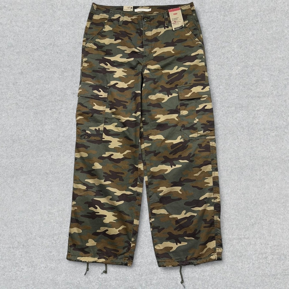 NEW Levi's 94 Baggy Cargo Pants Men's 30x30 Woodland Camo Loose Fit Military